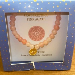 New Semi precious Pink Agate Stretch Bracelet